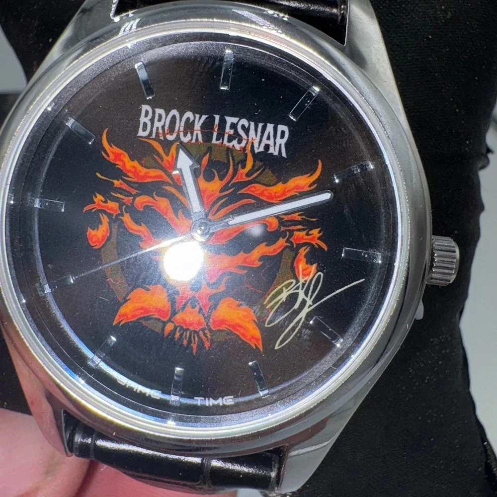 WWE Brock Lesnar Watch Game Time Pioneer Black Series Silver Tone New Box 1033